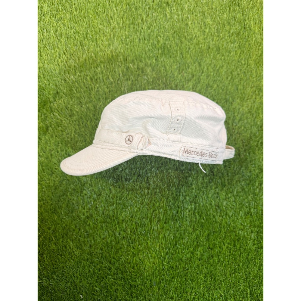 Mercedes-Benz Cadet Military Style Hat Cap Cream Off-White Adjustable Strap